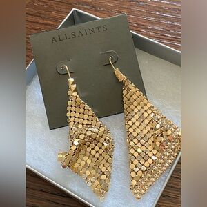 All Saints Gold Donna Mesh Statement Earrings